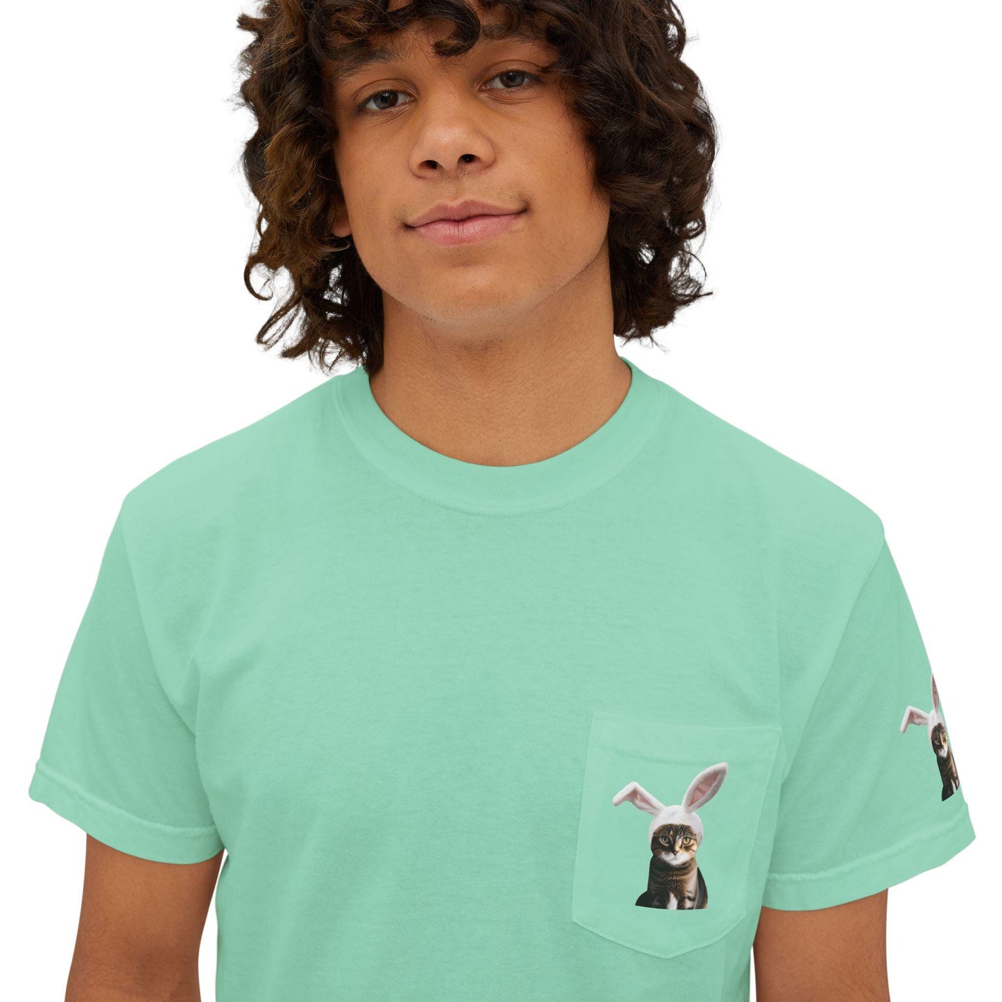 Catwifhat Pocket T-Shirt, Cat Lover Tee, Feline Hat Shirt, Unique Pocket Design, Unisex Top
